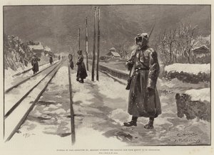 Funérailles du tsar Alexandre III, garde militaire de la ligne de chemin de fer de Moscou à Saint-Pétersbourg - G.S. Amato